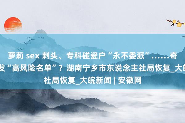 萝莉 sex 刺头、专科碰瓷户“永不委派”……奇迹部门向企业发“高风险名单”？湖南宁乡市东说念主社局恢复_大皖新闻 | 安徽网