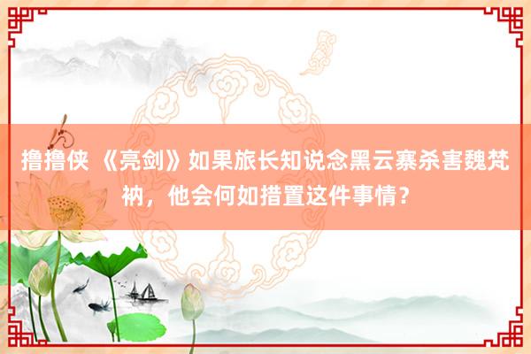 撸撸侠 《亮剑》如果旅长知说念黑云寨杀害魏梵衲，他会何如措置这件事情？