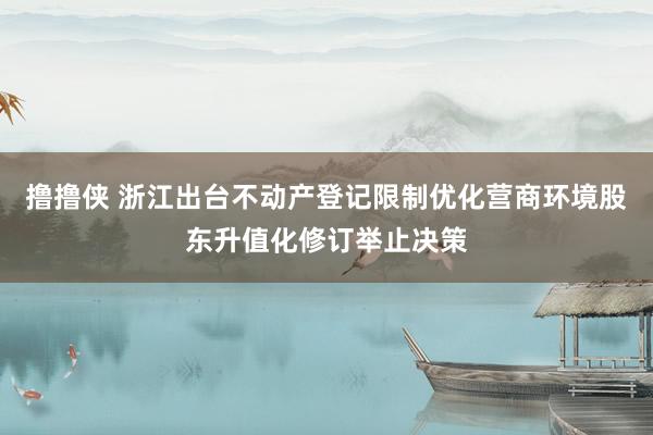 撸撸侠 浙江出台不动产登记限制优化营商环境股东升值化修订举止决策