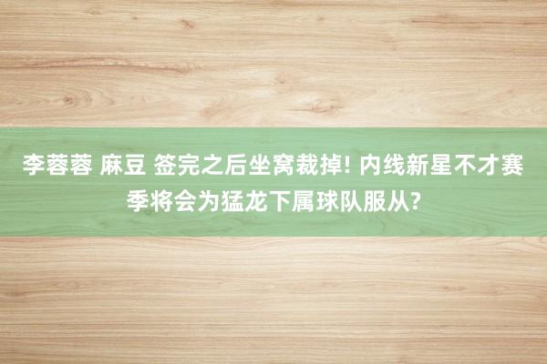 李蓉蓉 麻豆 签完之后坐窝裁掉! 内线新星不才赛季将会为猛龙下属球队服从?