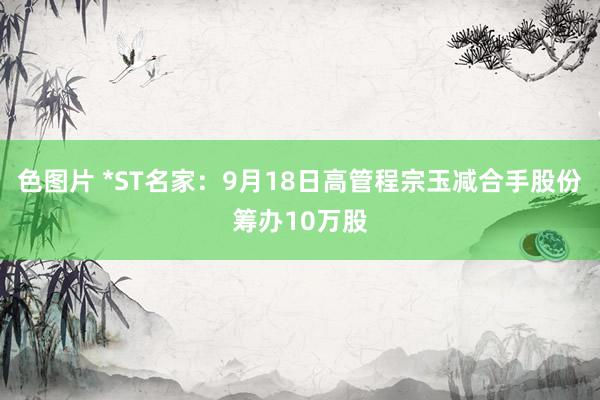 色图片 *ST名家：9月18日高管程宗玉减合手股份筹办10万股