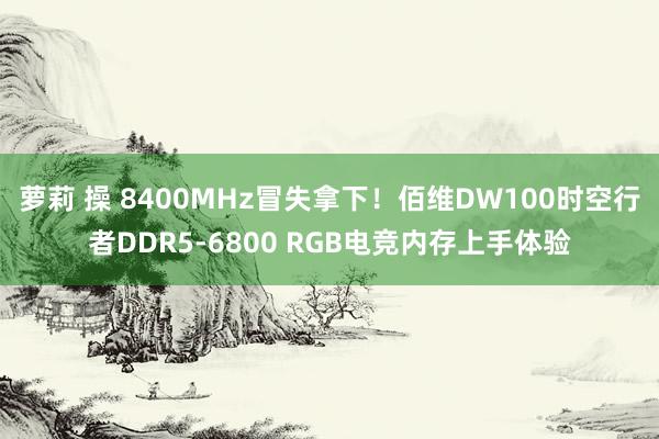 萝莉 操 8400MHz冒失拿下！佰维DW100时空行者DDR5-6800 RGB电竞内存上手体验