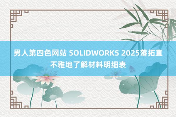 男人第四色网站 SOLIDWORKS 2025落拓直不雅地了解材料明细表