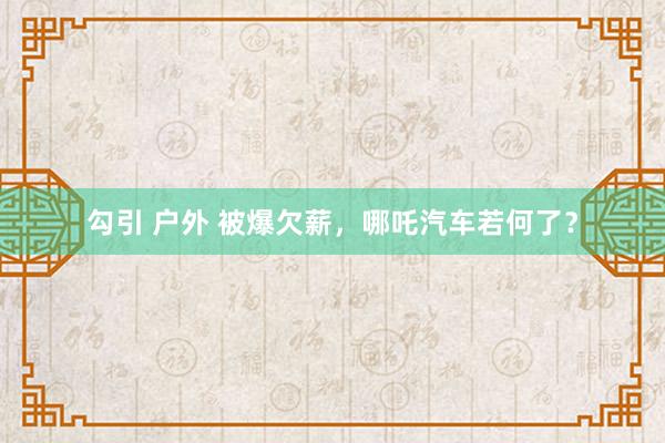 勾引 户外 被爆欠薪，哪吒汽车若何了？