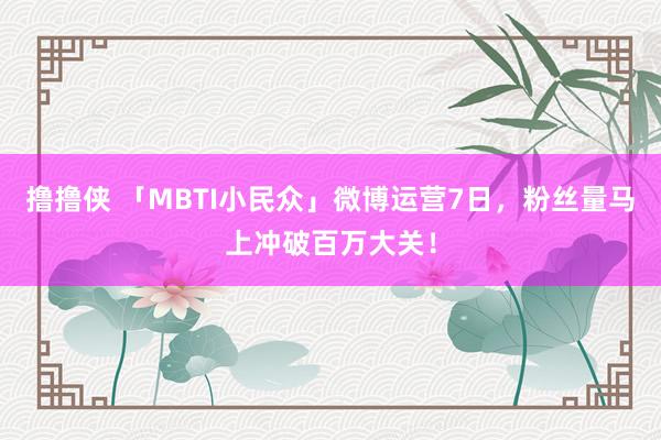 撸撸侠 「MBTI小民众」微博运营7日，粉丝量马上冲破百万大关！