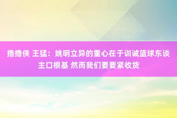 撸撸侠 王猛：姚明立异的重心在于训诫篮球东谈主口根基 然而我们要要紧收货