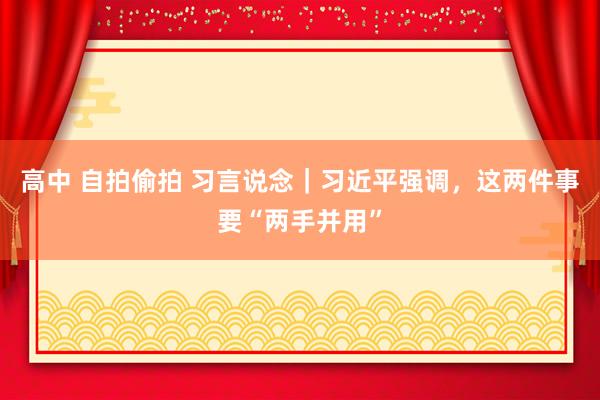 高中 自拍偷拍 习言说念｜习近平强调，这两件事要“两手并用”