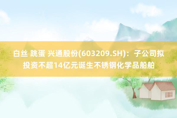 白丝 跳蛋 兴通股份(603209.SH)：子公司拟投资不超14亿元诞生不锈钢化学品船舶