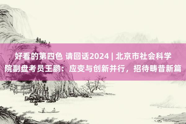 好看的第四色 请回话2024 | 北京市社会科学院副盘考员王鹏：应变与创新并行，招待畴昔新篇