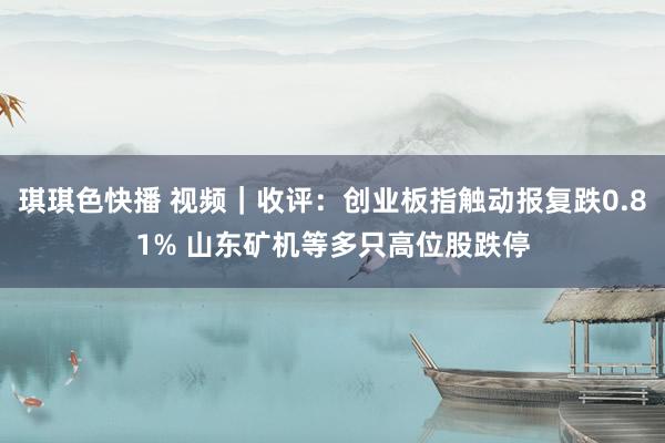 琪琪色快播 视频｜收评：创业板指触动报复跌0.81% 山东矿机等多只高位股跌停