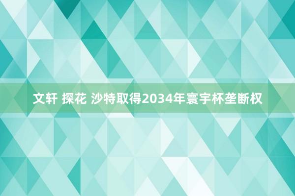 文轩 探花 沙特取得2034年寰宇杯垄断权