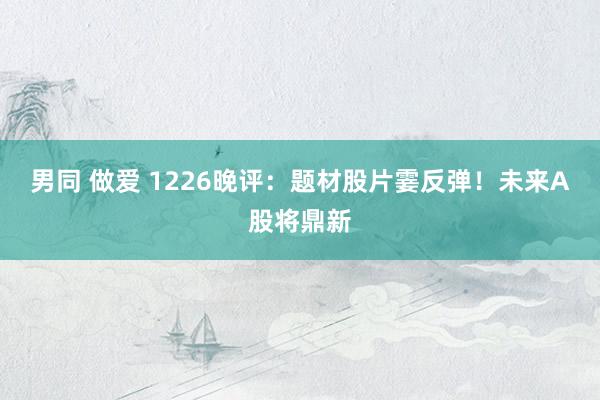 男同 做爱 1226晚评：题材股片霎反弹！未来A股将鼎新