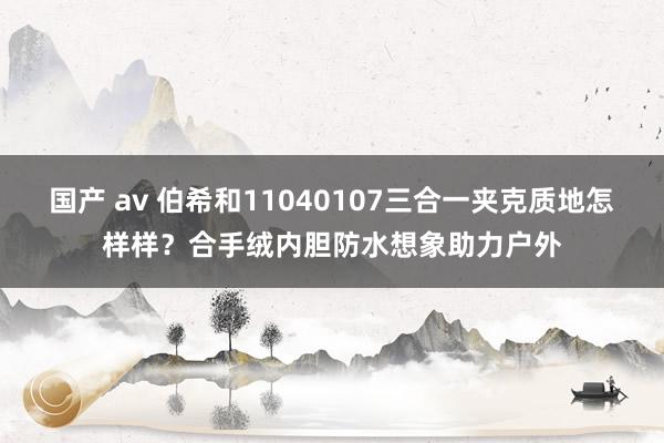 国产 av 伯希和11040107三合一夹克质地怎样样？合手绒内胆防水想象助力户外