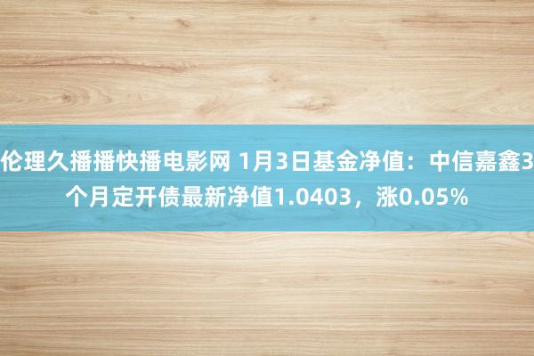 伦理久播播快播电影网 1月3日基金净值：中信嘉鑫3个月定开债最新净值1.0403，涨0.05%