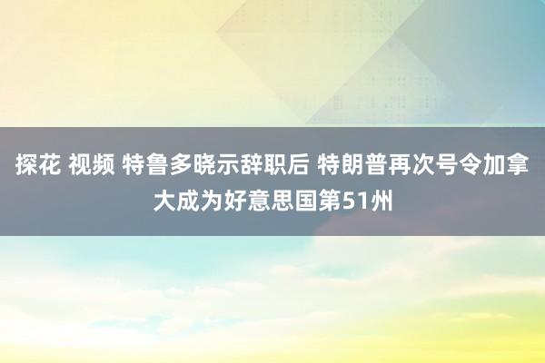 探花 视频 特鲁多晓示辞职后 特朗普再次号令加拿大成为好意思国第51州