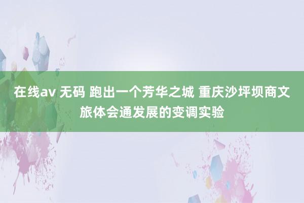 在线av 无码 跑出一个芳华之城 重庆沙坪坝商文旅体会通发展的变调实验